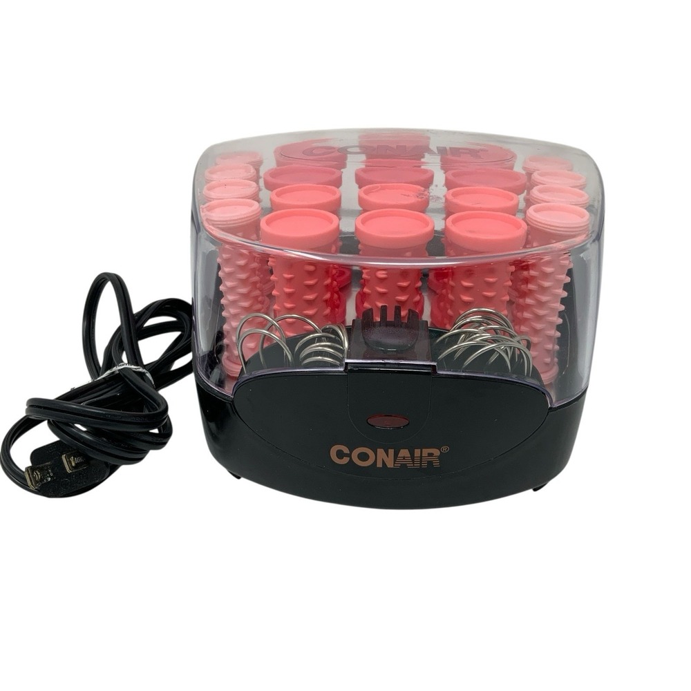 Conair Hot Rollers Set Compact Multi-Size 20 Rollers With Pins Pink Coral
